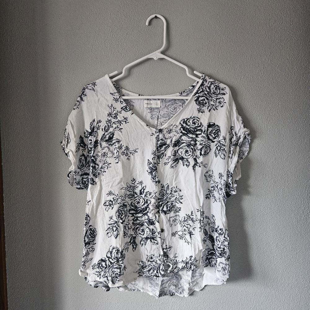Maurices Black and White Floral Blouse